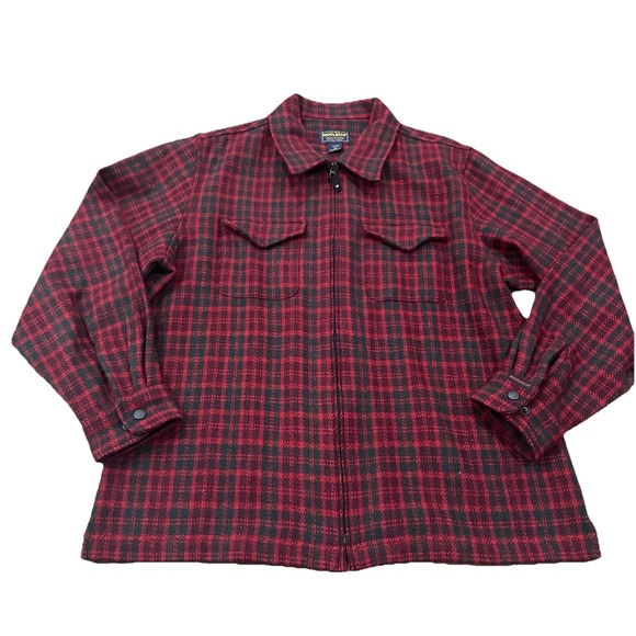 Woolrich Jackets & Blazers - Vintage Woolrich Womens Red Plaid Full Zip Jacket Wool Blend Size XL